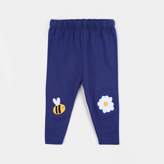 Infant Girls Lycra Jersey Emb Tights Honey Bee-Navy Blue