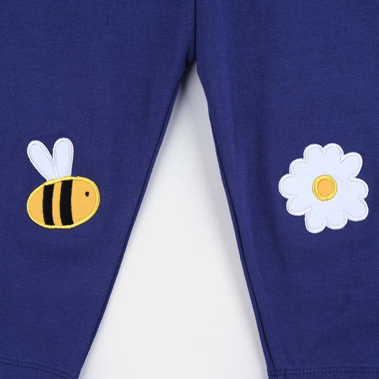 Infant Girls Lycra Jersey Emb Tights Honey Bee-Navy Blue