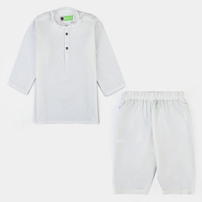 Infant Boys Poly Viscose Shalwar Suit (Blended)-White