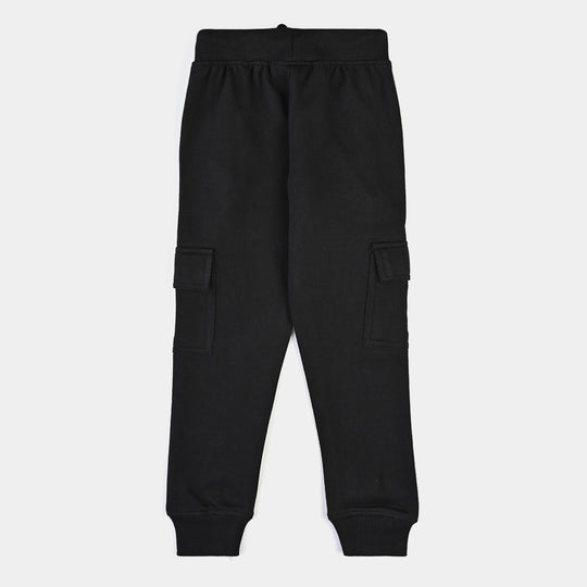 Boys Cotton Terry Pyjama Go Outside-Jet Black