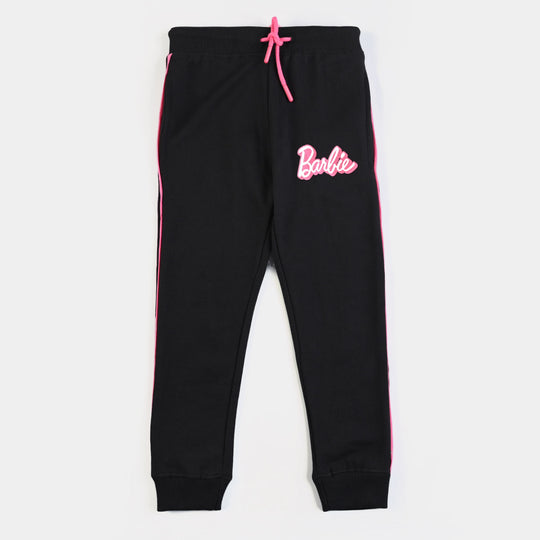 Girls Cotton Terry Jersey Pyjama-Jet Black