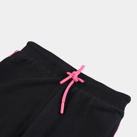 Girls Cotton Terry Jersey Pyjama-Jet Black