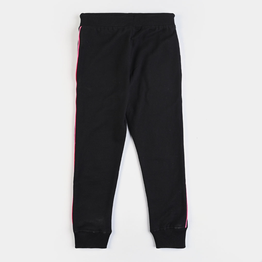 Girls Cotton Terry Jersey Pyjama-Jet Black