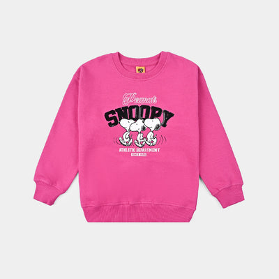 Girls Cotton Terry Sweatshirt Character-Pink