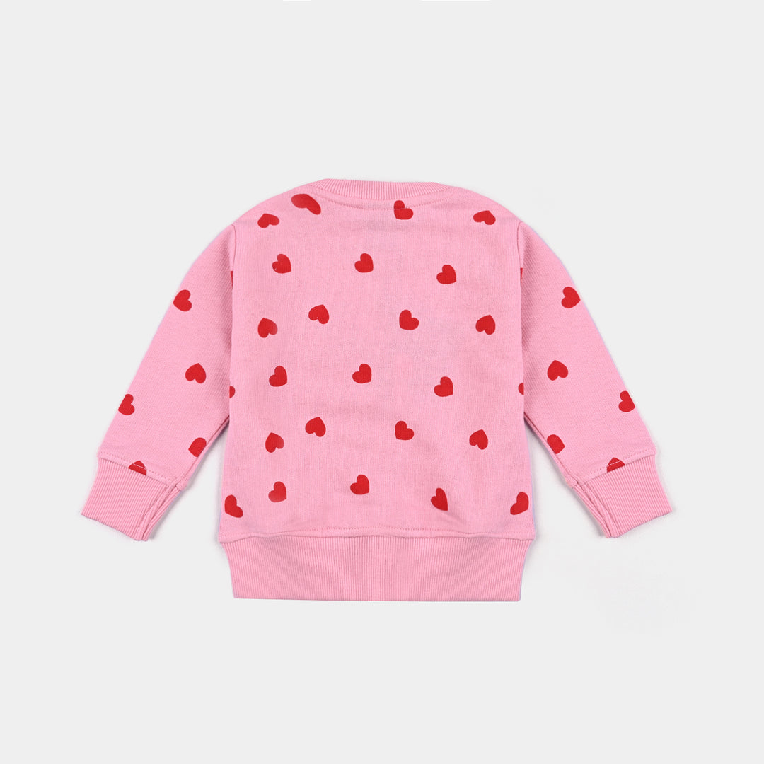 Infant Girls Cotton Terry Sweatshirt Love Hearts-Candy Pink