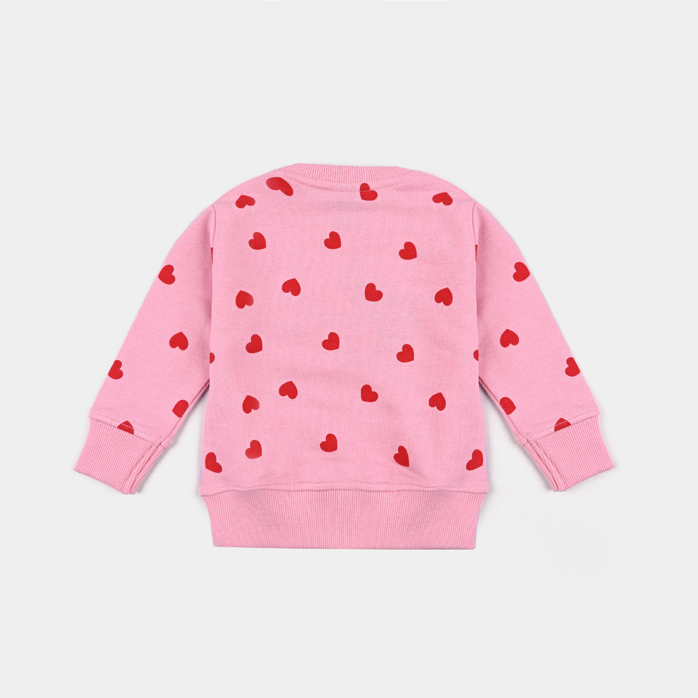 Infant Girls Cotton Terry Sweatshirt Love Hearts-Candy Pink