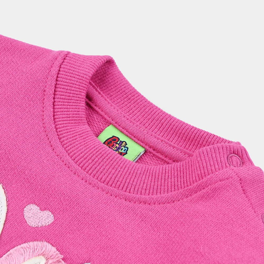 Infant Girls Cotton Terry Sweatshirt Fly With Me-Pink