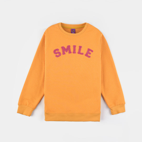 Girls Quilted Sweatshirt Smile-Yellow