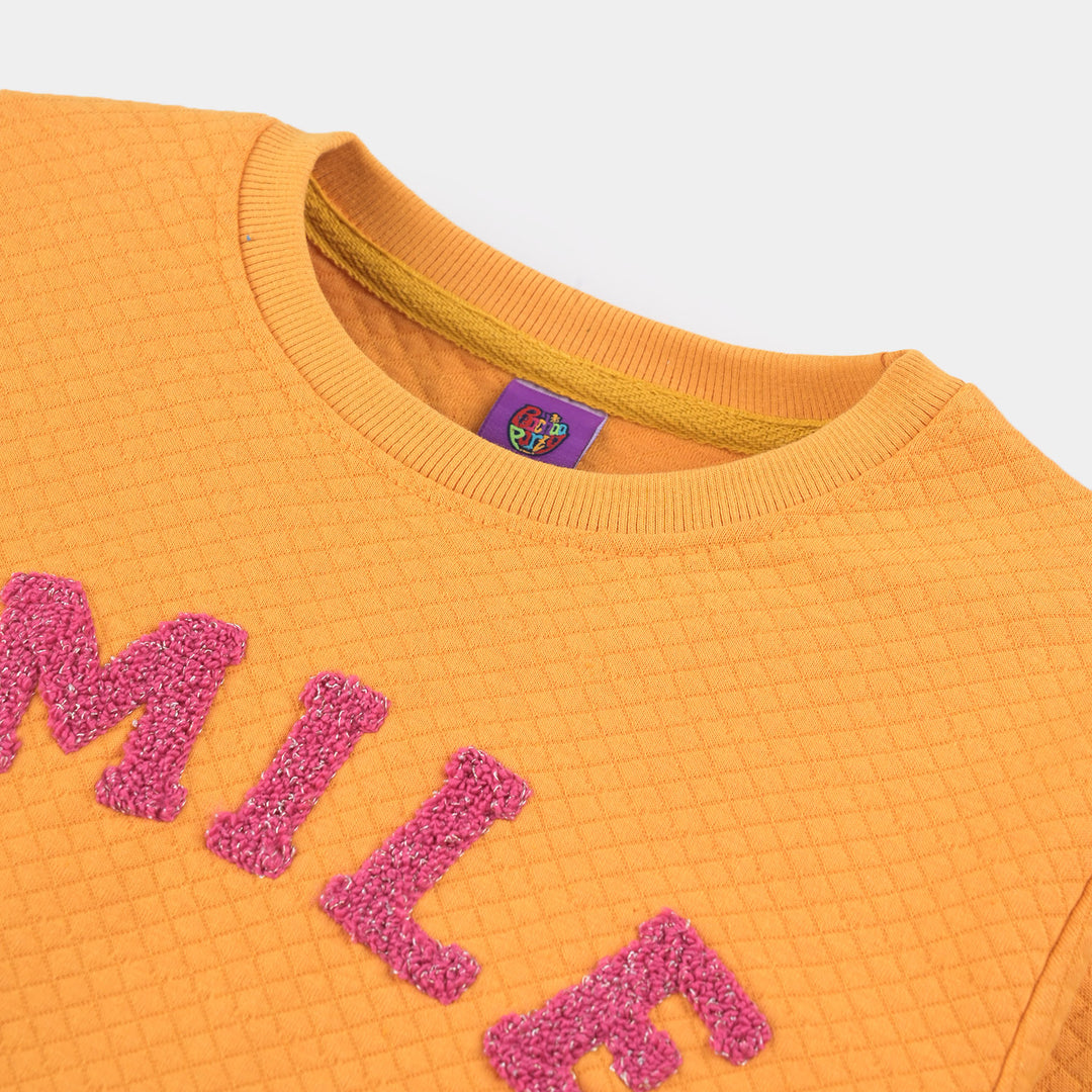 Girls Quilted Sweatshirt Smile-Yellow