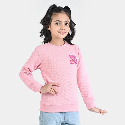 Girls Quilted Sweatshirt My Life-Pink