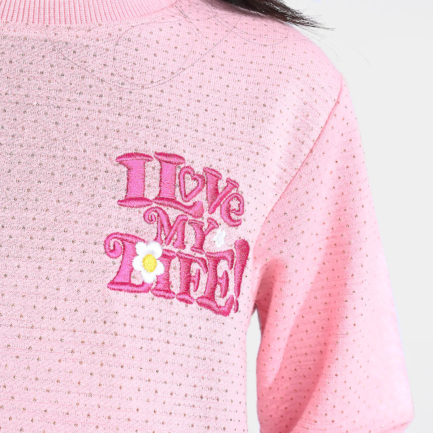 Girls Quilted Sweatshirt My Life-Pink