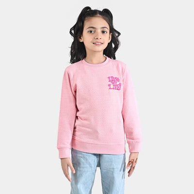 Girls Quilted Sweatshirt My Life-Pink