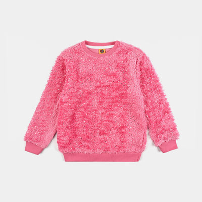 Girls Jacquard Sweatshirt Golden Polka Dots-Sachet Pink