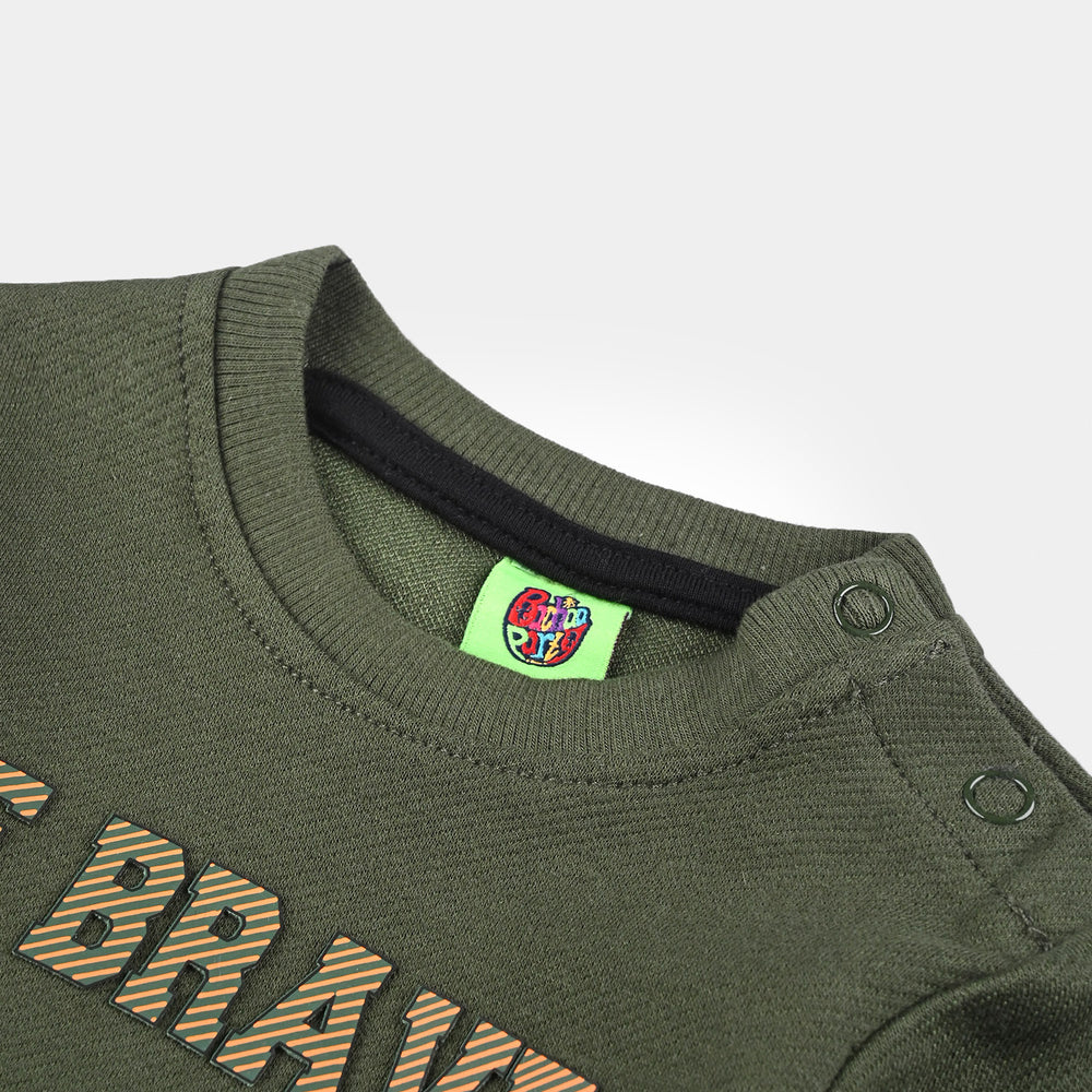 Infant Boys Jacquard Sweatshirt Be Brave- Green