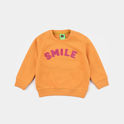 Infant Girls Quilted Sweatshirt Smile- Yellow