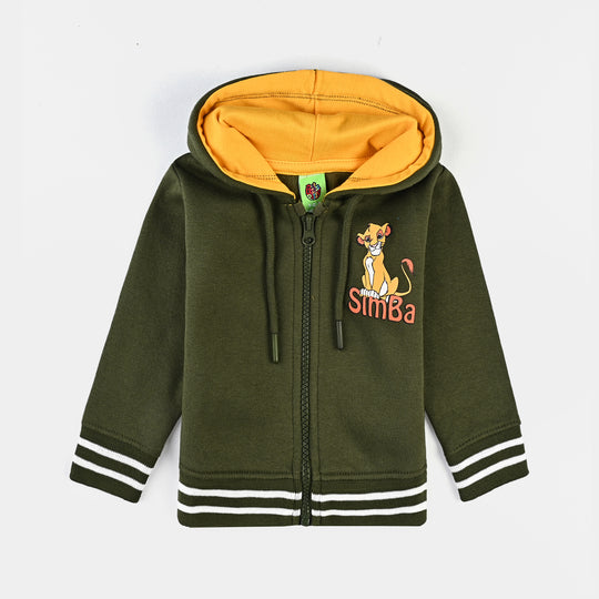 Infant Boys Fleece Knitted Jacket-Rifle Green