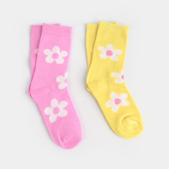 Infant Girls Pack of 2 Socks Flowers 1-mIX