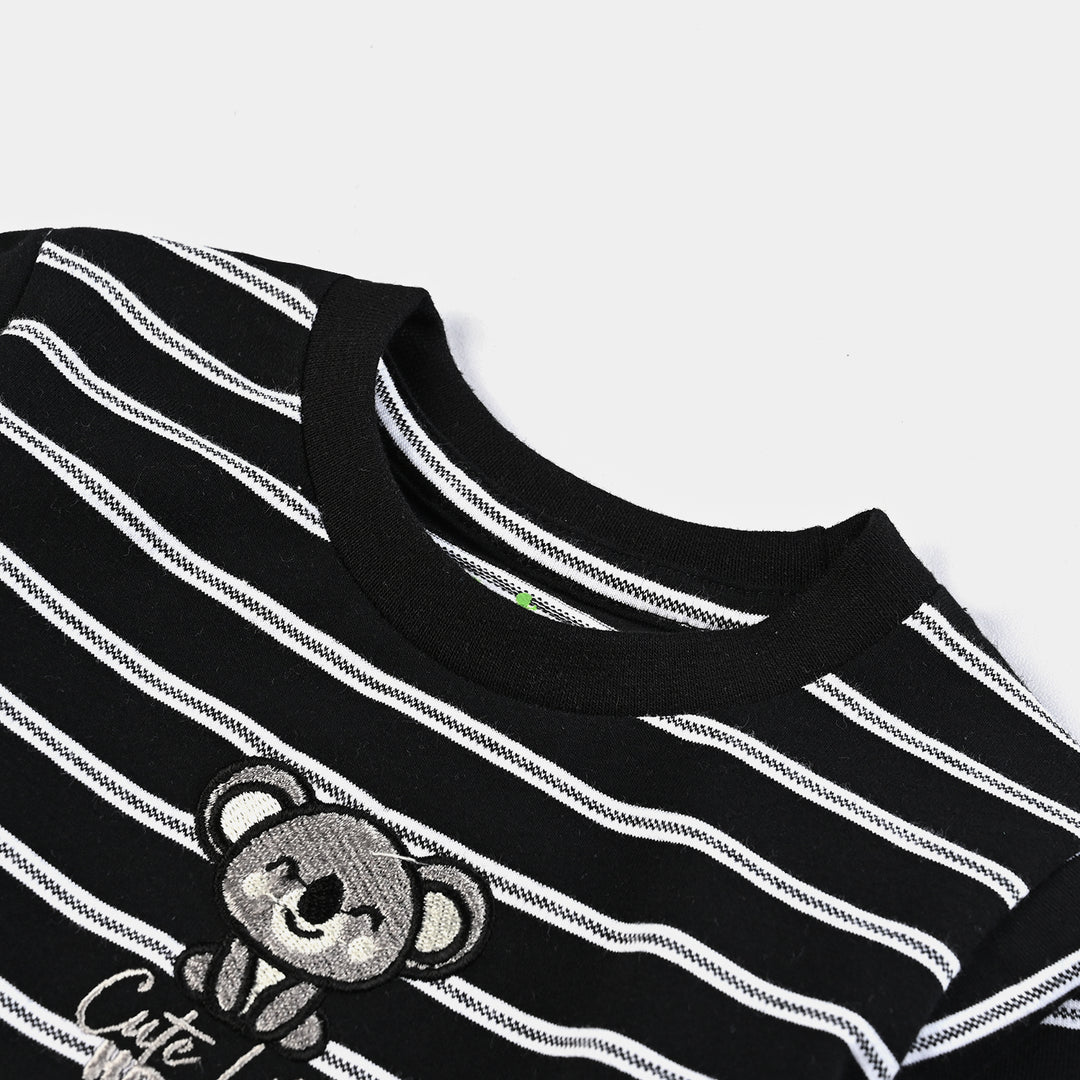 Infant Boys Cotton Jersey Round Neck T-Shirt Baby Bear-BLACK