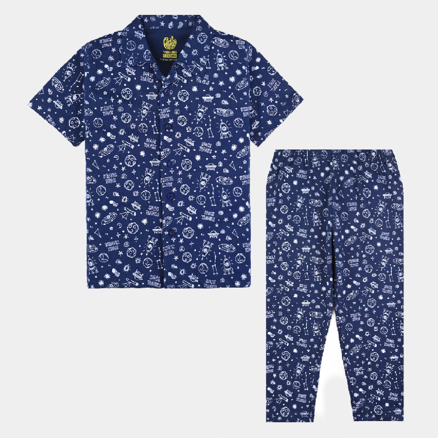 Boys Cotton Jersey NightWear Space Travels-NAVY