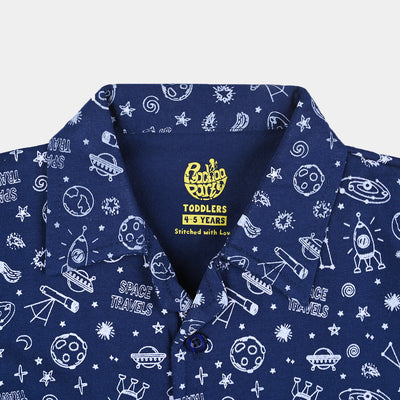 Boys Cotton Jersey NightWear Space Travels-NAVY