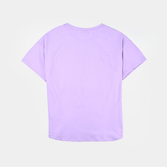 Girls Lycra Jersey T Shirt Character -Lilac