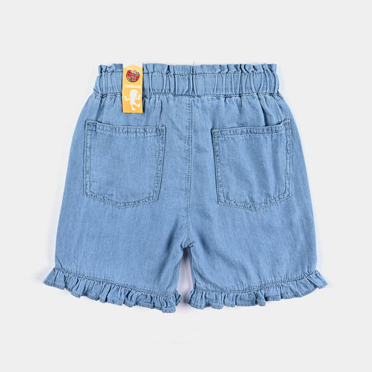 Girls Denim rigid Short Flowers - Ice Blue