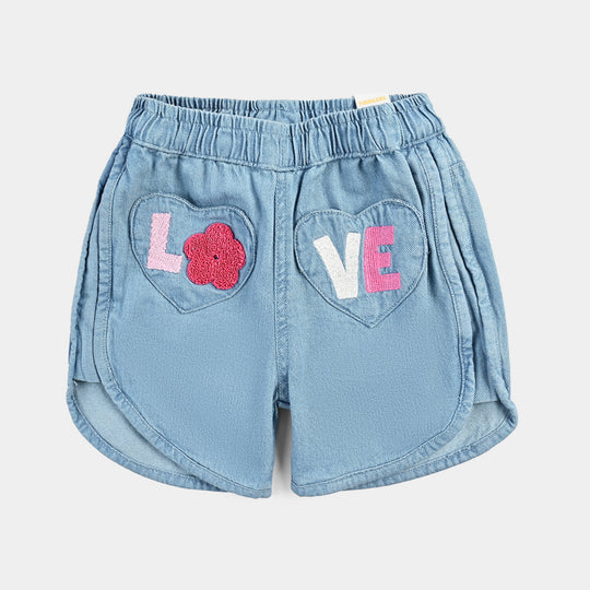 Girls Denim rigid Short Love-Ice Blue