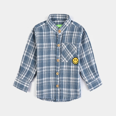 Infant Boys Flannel Basic Casual Shirt (Smiley)-GREY