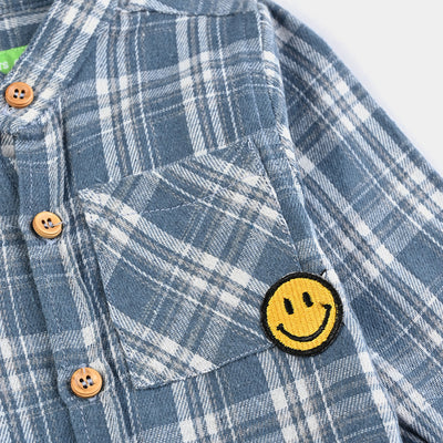 Infant Boys Flannel Basic Casual Shirt (Smiley)-GREY