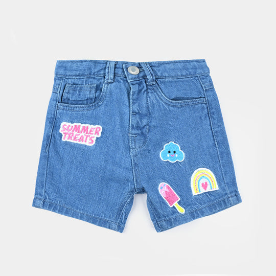 Infant Girls Denim Rigid Short Threats-Light Blue