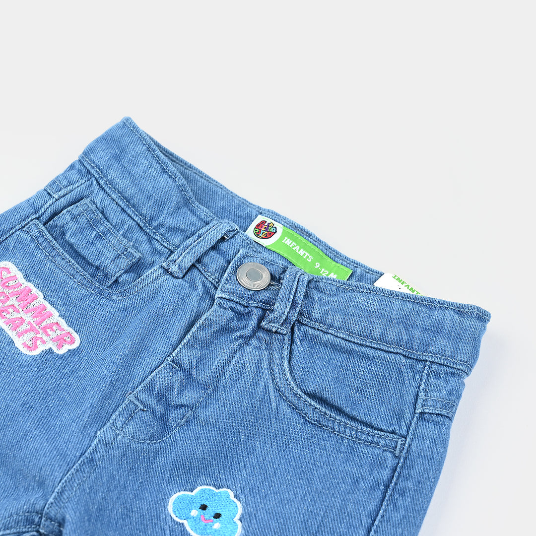 Infant Girls Denim Rigid Short Threats-Light Blue