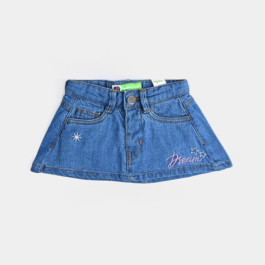 Infant Girls Denim rigid Skirt Moon And Stars-Mid Blue
