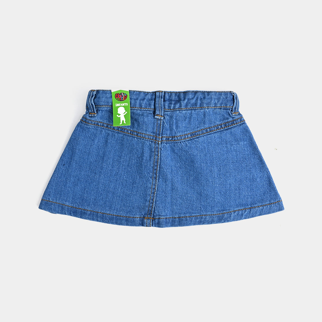 Infant Girls Denim rigid Skirt Moon And Stars-Mid Blue
