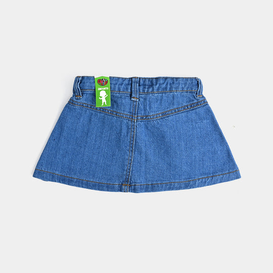 Infant Girls Denim rigid Skirt Moon And Stars-Mid Blue