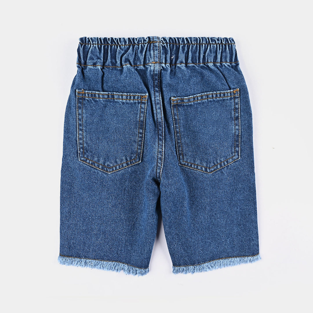 Girls Denim Short Rainbow - Mid Blue