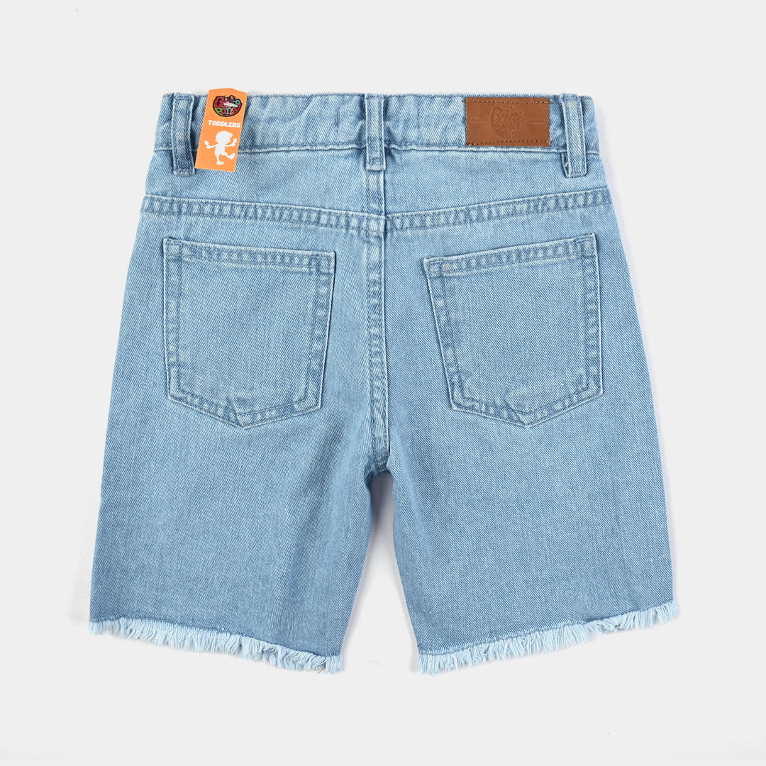 Girls Denim Short Hearts - Ice Blue