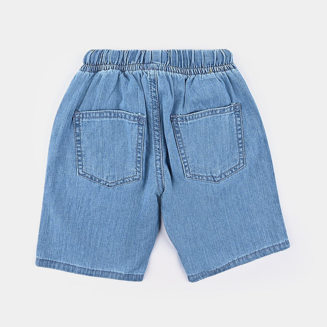 Girls Denim Short Butterfly-Ice Blue