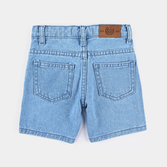 Infant Boys Denim Short Cars-Ice Blue