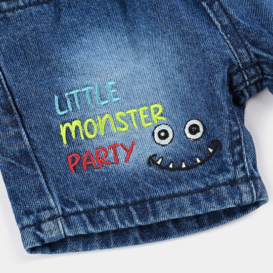 Infant Boys Denim Short Monster-DARK BLUE