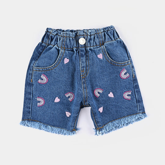 Girls Denim Short Rainbow-Mid Blue