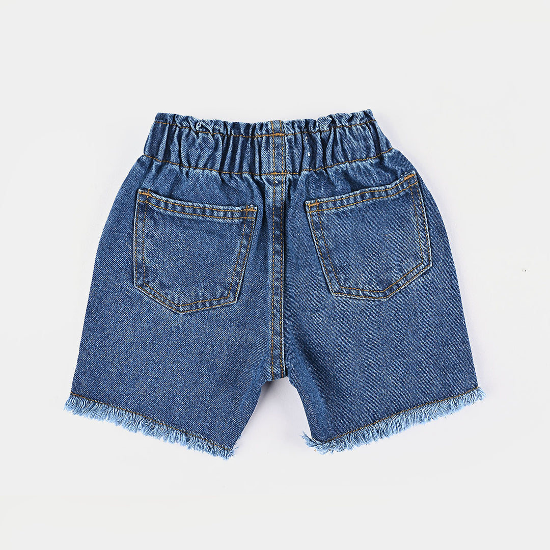 Girls Denim Short Rainbow-Mid Blue