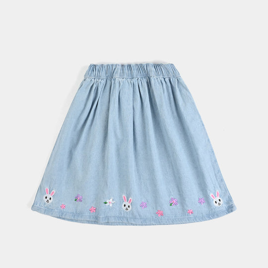 Girls Denim Skirt Cherry And Bunny-LIGHT BLUE