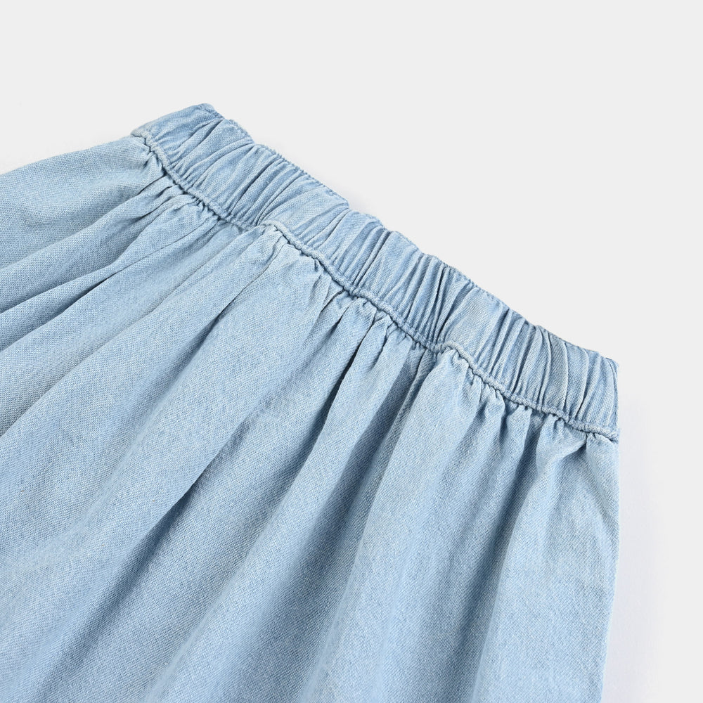 Girls Denim Skirt Cherry And Bunny-LIGHT BLUE