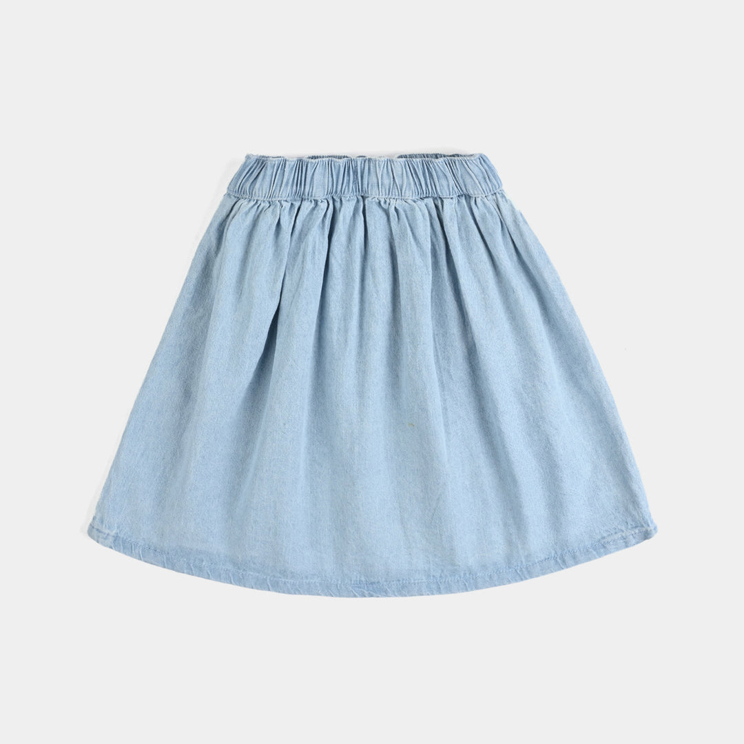 Girls Denim Skirt Cherry And Bunny-LIGHT BLUE