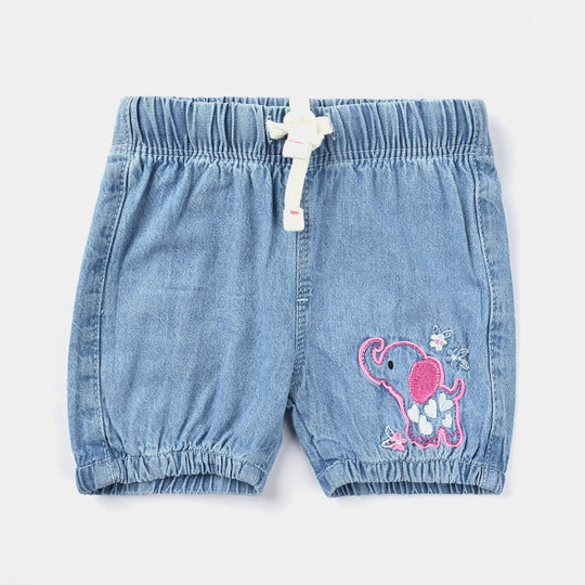 Girls Denim Short Elephant-Ice Blue