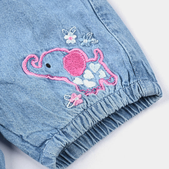 Girls Denim Short Elephant-Ice Blue