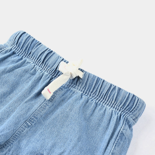 Girls Denim Short Elephant-Ice Blue