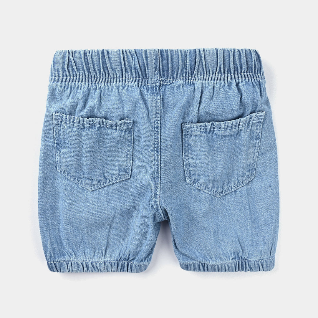 Girls Denim Short Elephant-Ice Blue