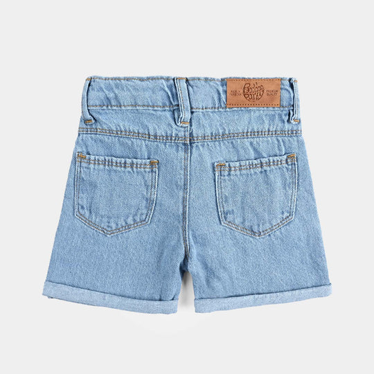 Infant Girls Denim Short Garden-Ice Blue