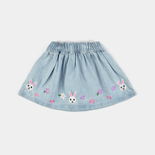 Infant Girls Denim Skirt Cherry And Bunny-LT.Blue